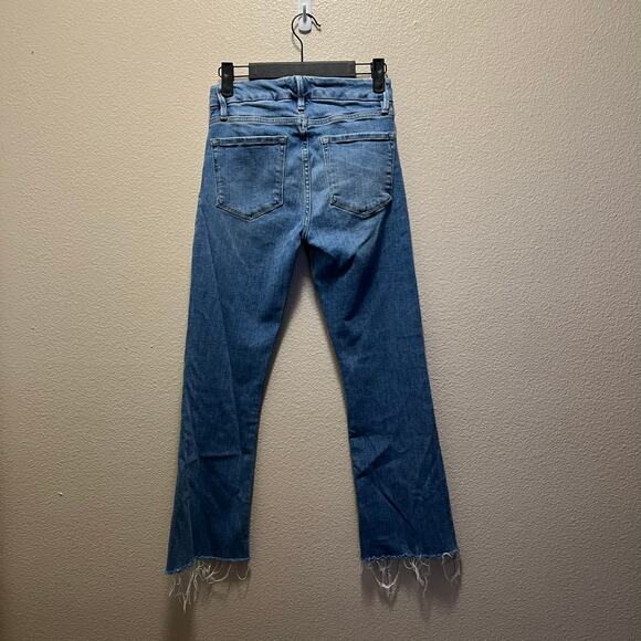 Frame Le Crop Mini Boot Hi-Rise Flare Jeans Blue Denim Cotton Light Wash Sz 26 - Picture 5 of 6